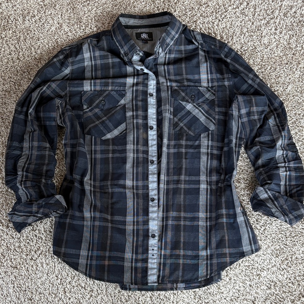 Rock & Republic Gray Plaid Shirt!